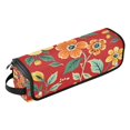 thumbnail image 2 of Hair Tool Organizer Bag with Heat Resistant Mat Removable Travel Storage Case for Hot Air Brushes Curling Irons Orange Floral Pattern Decoration, 2 of 8