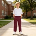 thumbnail image 4 of Boys Stretch Cargo Pants Casual Elastic Waist Straight Leg Regular Fit Kids Hiking Pants Wine 5T, 4 of 8