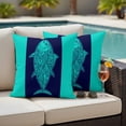 thumbnail image 4 of Tropical Fish Outdoor Waterproof Pillow Covers, Mandalas Boho Modern Green Abstract Stripe Decorative Square Throw Pillowcase Sofa Cushion Sham for Patio/Couch/Chair, 18"x18" 2 Pack, 4 of 8