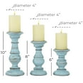 thumbnail image 4 of DecMode Traditional and Timeless Mango Wood Pillar Candle Holder Set of 3, 6", 8", 10"H, Light Blue Finish, 4 of 12