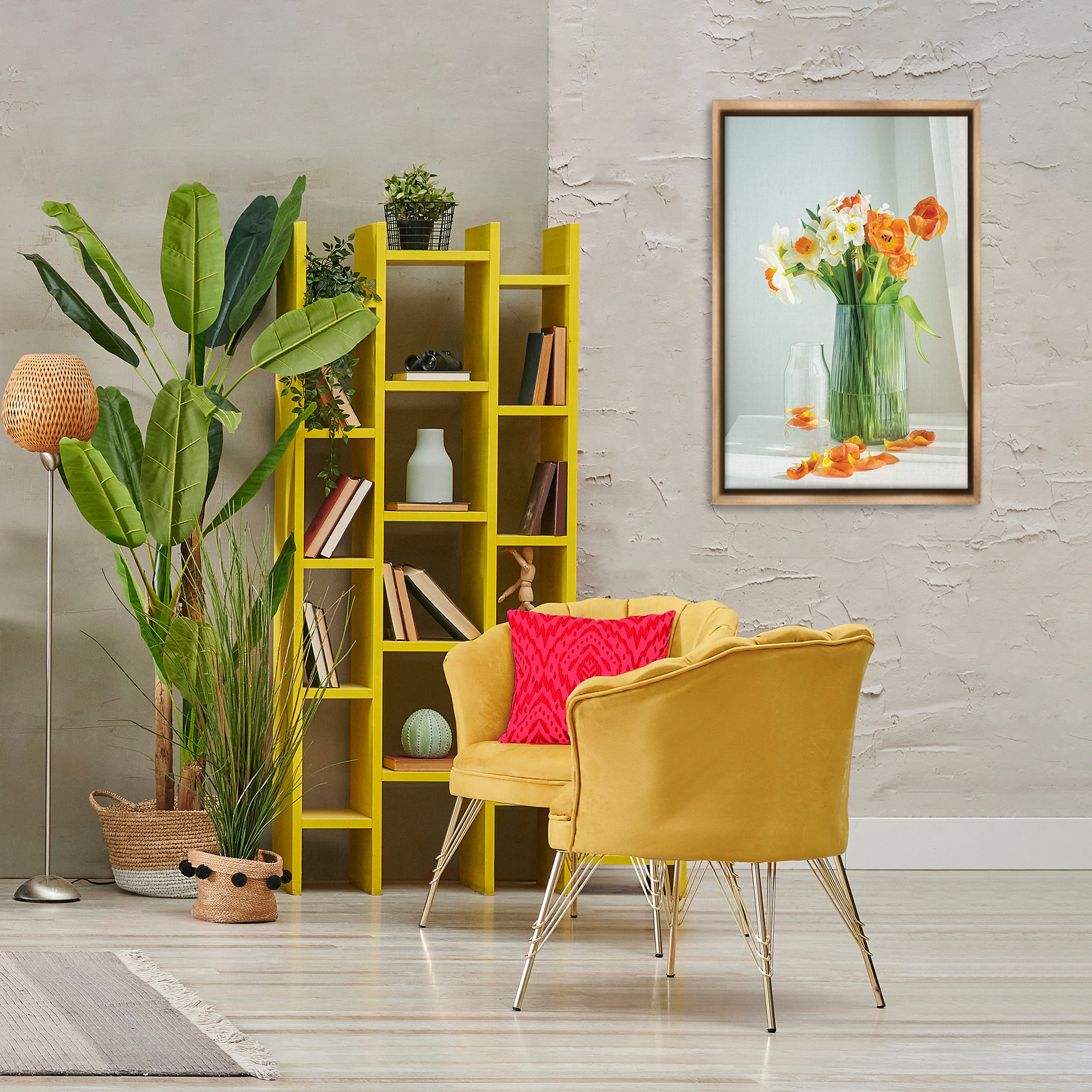 Stupell Industries Daffodil Still Life Botanical & Floral Photography Brown Floater Framed Art Print Wall Art, 21 x 31