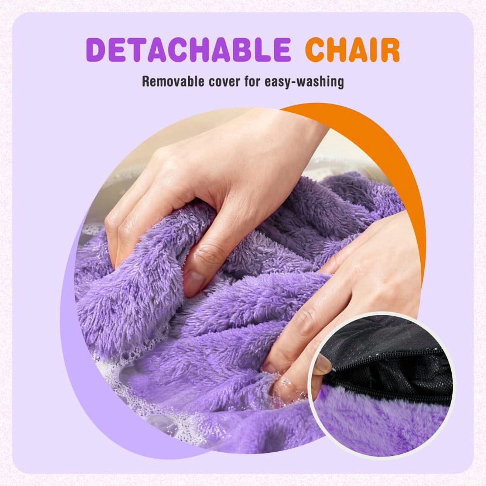Gianna Kids Bean Bag Chair, 31 Inch Stuffed Toddler Couch with Faux Rabbit Fur Cover for Teens & Kids, Comfy Lazy Sofa Chair for Reader, Living Room, Bedroom, Purple