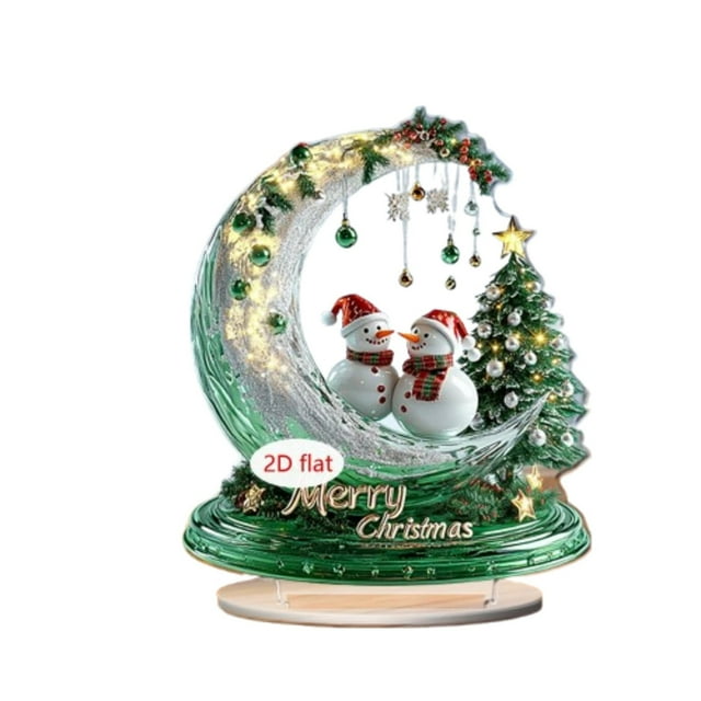 Moonlit Figurine Acrylic Desktop Decor For Home Office Holiday Display 2D Cut Design With Stable Base