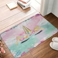 thumbnail image 5 of Unicorn Bath Mat Cute Magical Unicorn Head with Pink Flower Floral Fantasy Cartoon Fairy Tales Rug 16"x24", 5 of 8