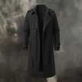 thumbnail image 6 of Mrmaere Men Lapel Trench Coat Double Breasted Belted Long Sleeve Outerwear For Business Daily Black S, 6 of 9