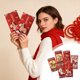 thumbnail image 5 of Juego de 6 sobres rojos para el año 2026 | Hong Bao grueso con relieve | Sobres para el Año Lunar del Festival de Primavera | Aptos para efectivo estadounidense sin doblarlos | Regalo para bodas y, 5 of 6