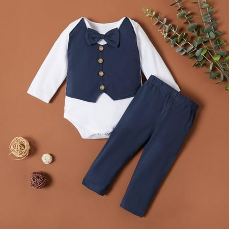 

Baywell Spring Infant Boys Gentleman Clothes Set Vintage British Tops Pants 2Pcs Suit Newborn Boy Clothing Outfits