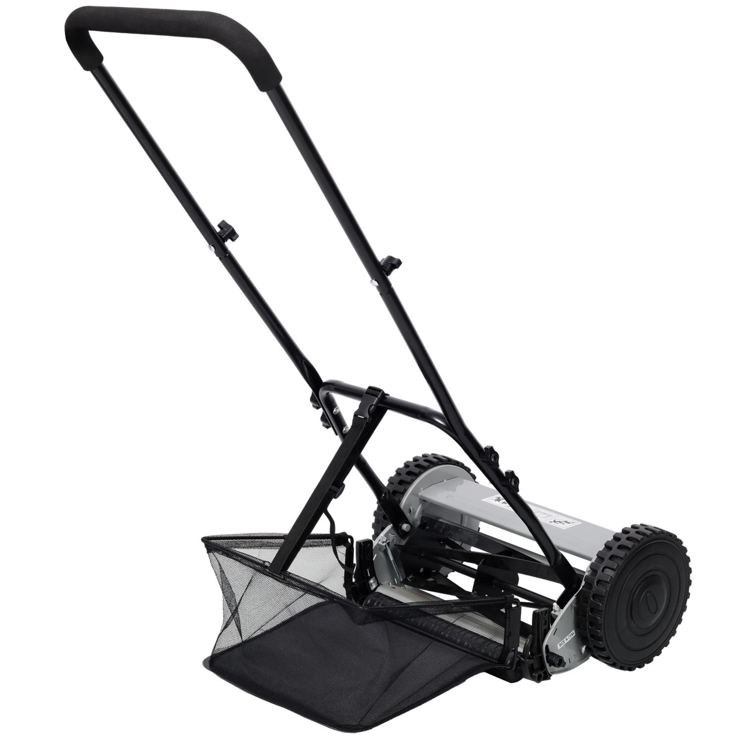 Gray Hand-push Rotary Lawn Mower with Grass Collection Bag, Environmentally Friendly, Low Maintenance Cost and Easy To Operate.