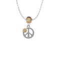 thumbnail image 2 of Delight Jewelry Two-tone Large Peace Sign with Daisy and Crystal Mia Monkey Charm Necklace, 2 of 4