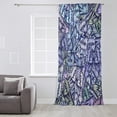 thumbnail image 3 of Purple Blue Teal Butterfly Semi Sheer Curtains Drapes for Living Room, Bedroom, French Doors Window 108 Inches Long, Modern Abstract Art Rod Pocket Chiffon Curtain Drapery Voile Draperies Panel, 3 of 6