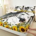 thumbnail image 3 of Homewish Teens Animal Horse 4-Piece Full Size Sheets,Floral Sunflower Bed Sheets,Retro Rustic Lightweight Sheet Sets,Lightweight Room Decor, 3 of 7