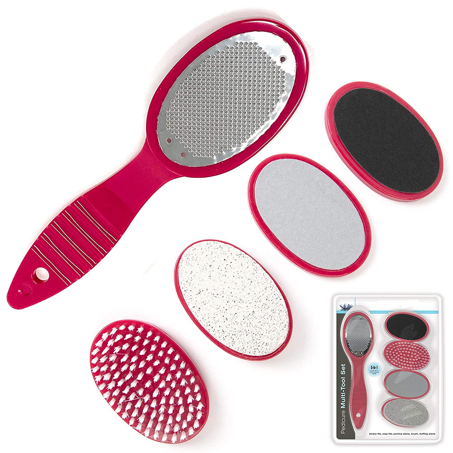 5in1 Pedicure Multi Tools Set Interchangeable Rasp File, Emery File