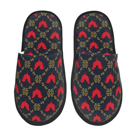 Balery Red Rooster Slient Indoor Furry Fleece Comfort House Shoes Soft Non-Slip Home Shoes Cotton slippers House Slippers-- Large