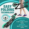 thumbnail image 3 of SereneLife Lightweight and Foldable Kick Scooter Comfortable T-Bar Handlebar, Adjustable Scooter for Teens and Adult, Alloy Deck with High Impact Wheels, Durable ABEC-7 Bearings Aqua on Black SLTS02, 3 of 7