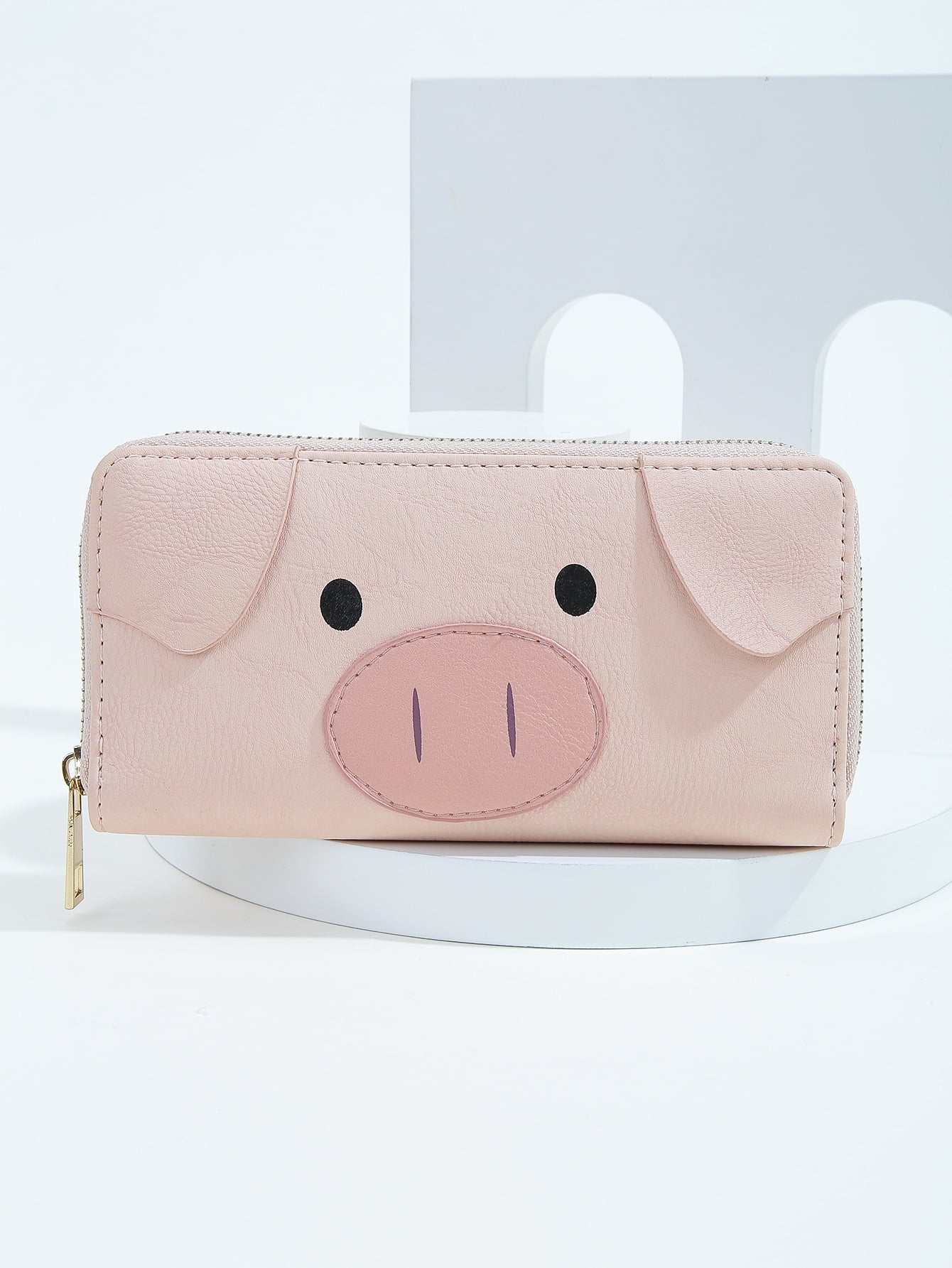 Pig and Heart Pattern Wallet Coin Purse Canvas Zipper Money Card for Birthday