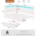 thumbnail image 5 of Mabor Twin Size Corner Bed Frame with 2 Storage Drawers and Charging Station,L-Shaped Daybed with Line Fabric Upholstered Fence,Platform Corner Bed with Led Lights,Beige, 5 of 9