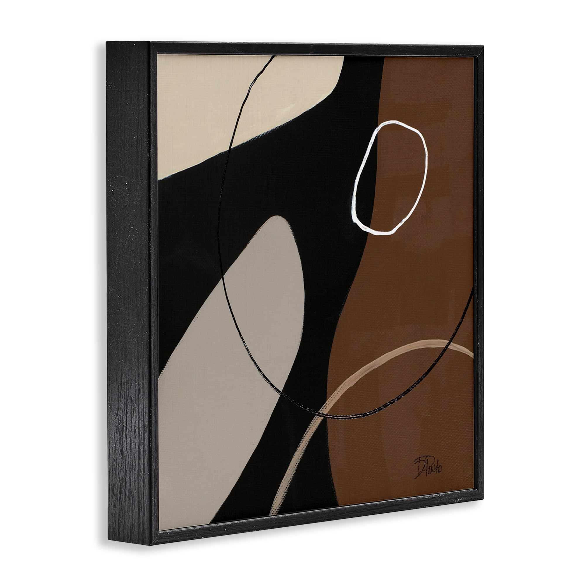 Stupell Industries Minimal Project Shapes Abstract Painting Black Framed Art Print Wall Art, 12 x 12