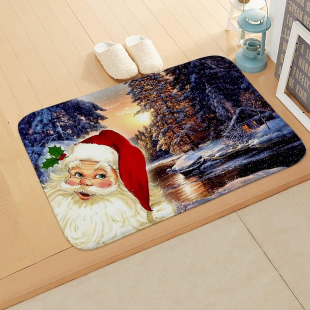 24x16" Merry Christmas Snow World Non-Slip Bath Door Carpet Bathroom Mat Rug 