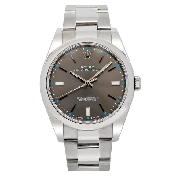 Pre-Owned Rolex Oyster Perpetual 39MM 114300 Gray Dial Smooth Bezel Stainless Steel Oyster Bracelet