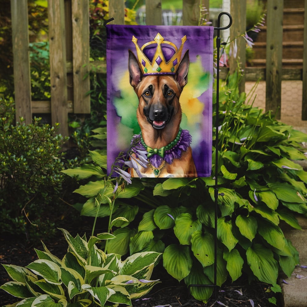 Belgian Malinois King of Mardi Gras Garden Flag 11.25 in x 15.5 in