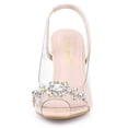 thumbnail image 2 of Sandalias de Tacón Dedo Visible con Diamantes de Imitación de Flor Transparente Allegra K Beige 38 EU, 2 of 7