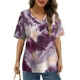 thumbnail image 2 of MOSHU Womens T-Shirts V Neck Short Sleeve Loose Tees Tops Casual Print Shirts for Women, 2 of 8