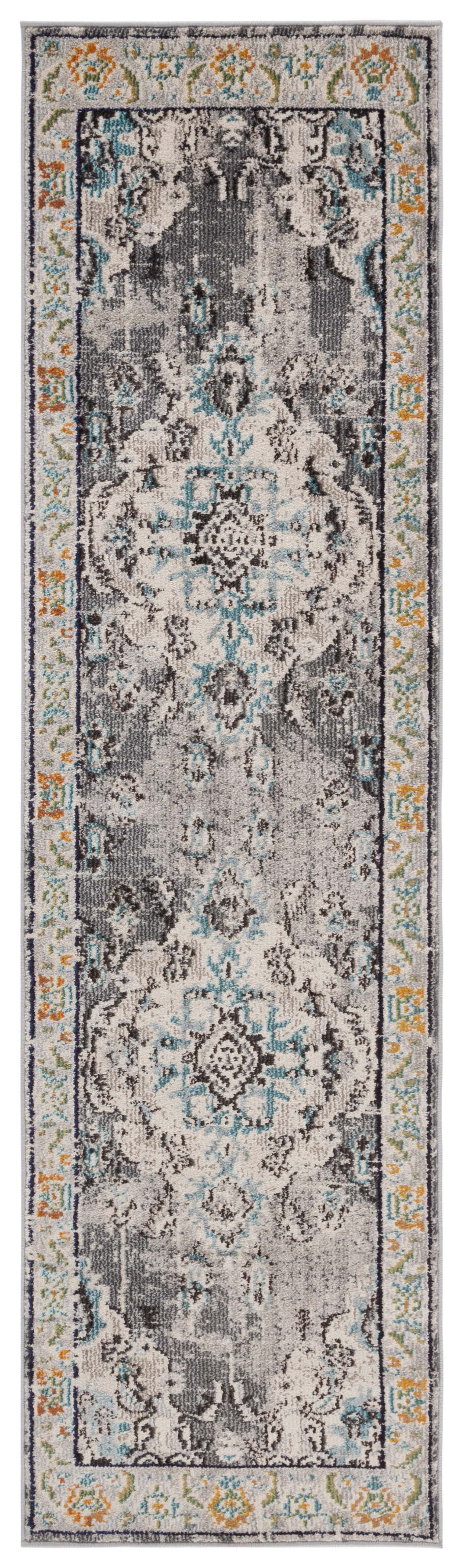 SAFAVIEH Runner Rug 2'2"x18' - Monaco Collection - Traditional Design, Grey & Light Blue, Ideal for Living Room, Bedroom, Dining Space, Entryway, Hallway, Kitchen