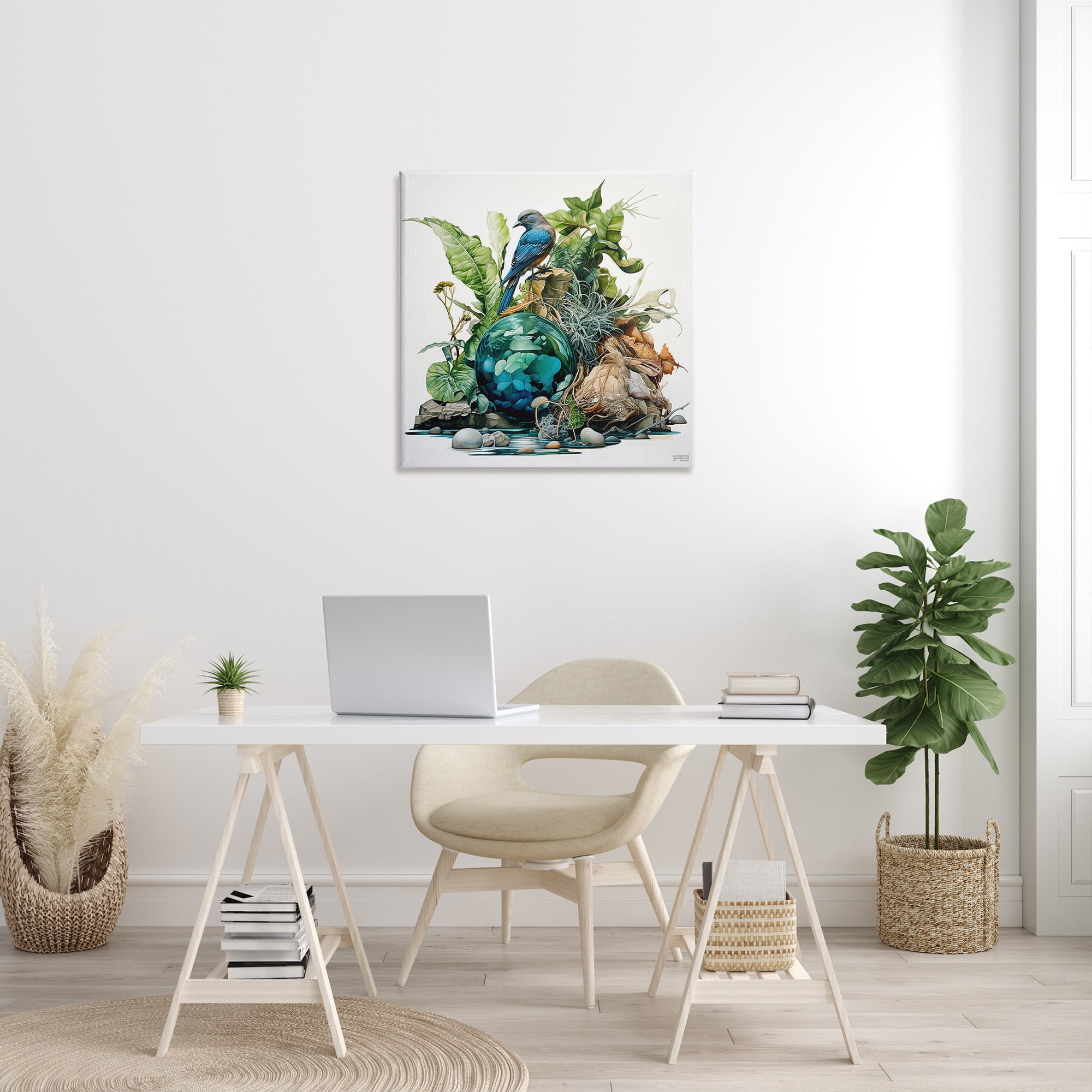 Stupell Industries Bird with Forest Nature Animals & Insects Painting Gallery Wrapped Canvas Art Print Wall Art, 30 x 30