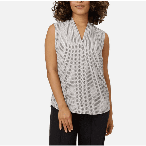Adrianna Papell Womens Sleeveless Blouse White, Small