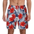 thumbnail image 2 of Goofa Leaves And Flowers Printed Men's Swim Trunks Board Shorts Quick Dry Mens Swimming Trunks with Compression Liner,Breathable Fit Hawaii Beach Shorts-Large, 2 of 9