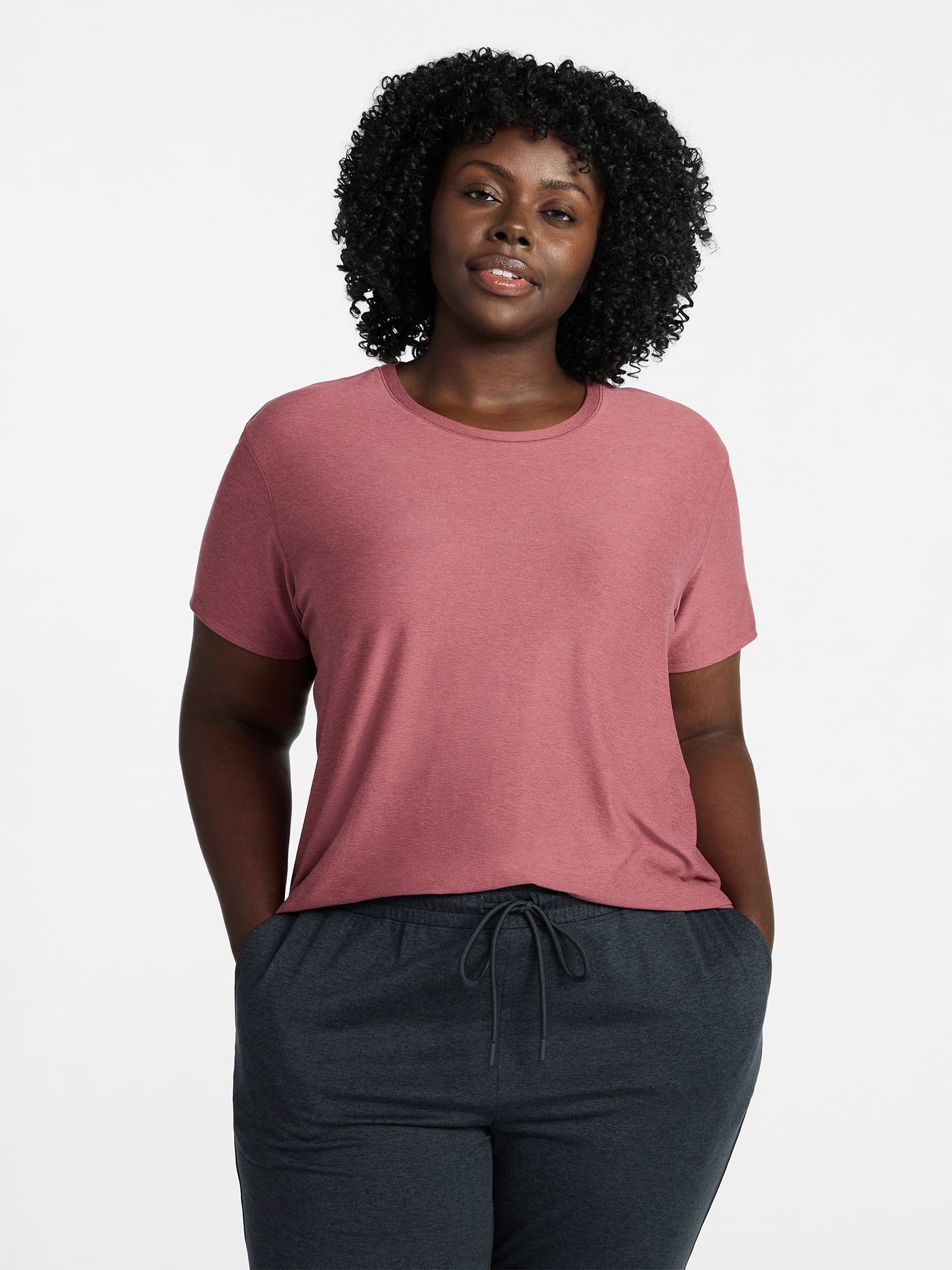 Athletic Works Women's and Women's Plus Relaxed ButterCore Tee with Short Sleeves, Sizes XS-4X