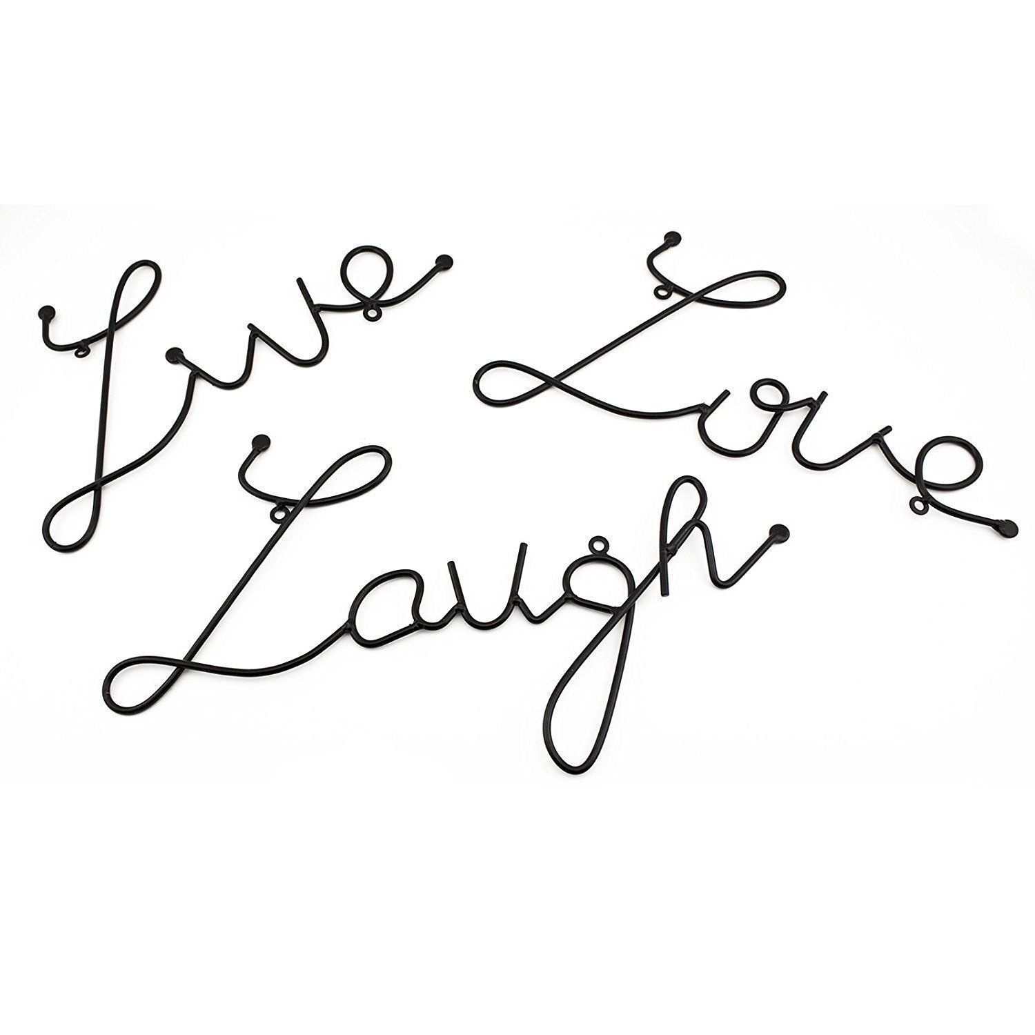 Black Metal Wall Art "LIVE LOVE LAUGH" Set of 3 Wall Art Home Bedroom