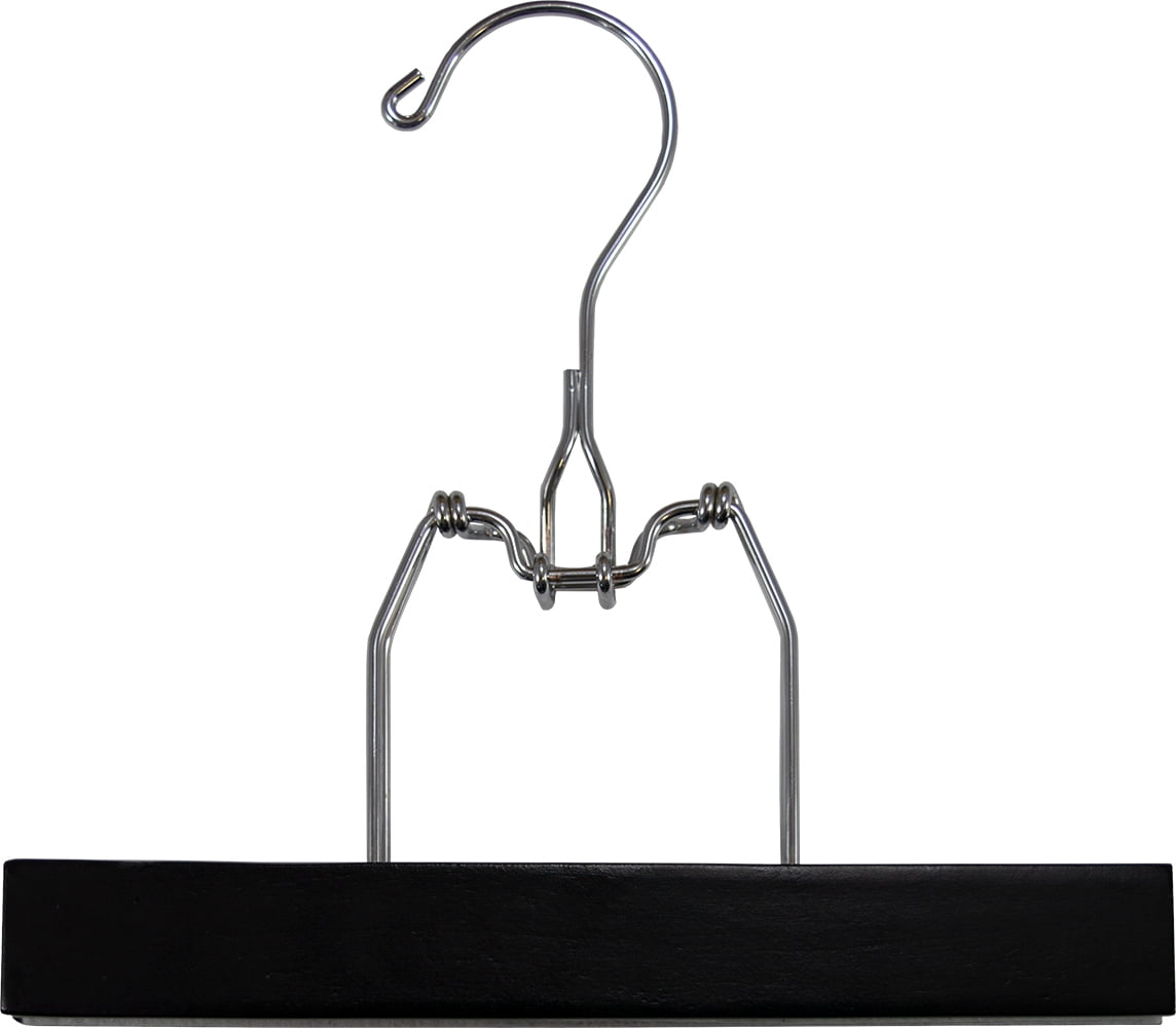 INTERNATIONAL HANGER Black Wood Clamp Hanger with Felt Lining and Snap ...