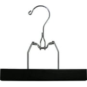 INTERNATIONAL HANGER Black Wood Clamp Hanger with Felt Lining and Snap Lock, 25 Pack
