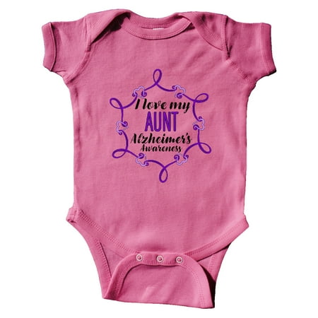 

Inktastic I Love My Aunt Alzheimer s Awareness with Purple Hearts Gift Baby Boy or Baby Girl Bodysuit