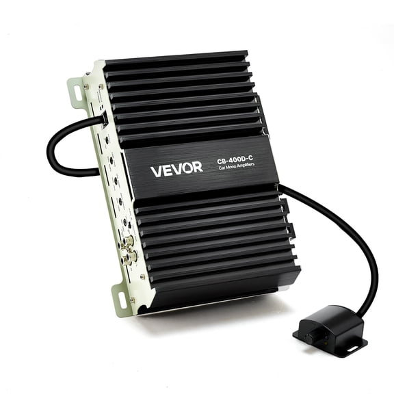 VEVOR Monoblock Car Amplifier, 400W RMS MAX, 1/2/4 Ohm Stable, 1-Channel Class D Car Audio Amplifier with Remote Subwoofer Level Control, Low Pass Filter, Bass Boost & Phase Shift, Volume Controller