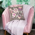 thumbnail image 4 of 18" X 18" Taupe And Purple Zippered 100% Cotton Throw Pillow With Embroidery, 4 of 9