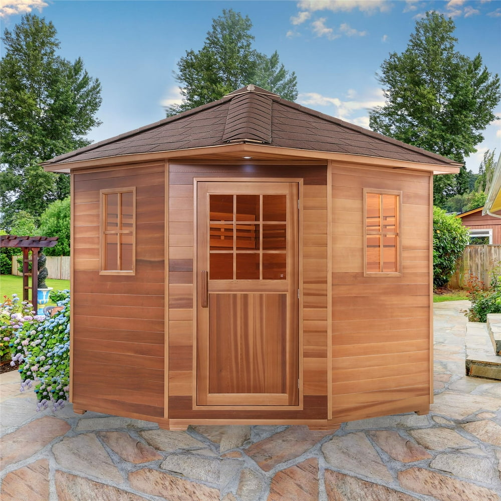 ALEKO SKD5RCED Canadian Cedar Wet Dry Outdoor Sauna with Asphalt Roof