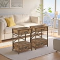 thumbnail image 2 of VECELO Set of 2 Nightstand with 2-Drawer and Open Storage Shelf, Side End Table for Living Room, Bedroom, Brown, 2 of 11