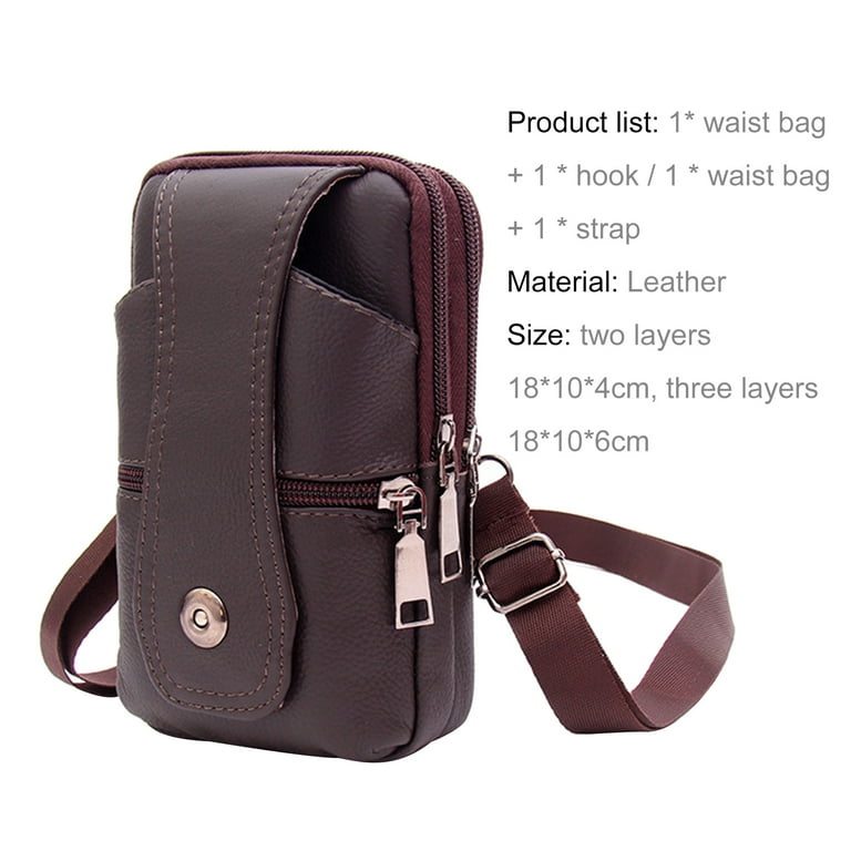 Men Cell Phone Belt Clip Holder, PU Leather Cell Phone Holster