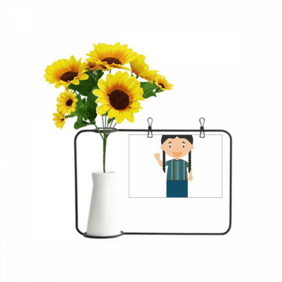 Long Pigtail Guatemala Cartoon Artificial Sunflower Vases Bottle Blessing Card