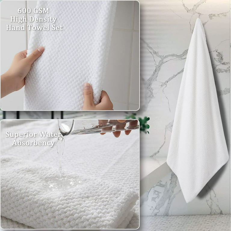 Jessy Home 2 Pack White Hand Towel Set 16x31 Soft Highly Absorbent Quick  Dry Bathroom Towels 600 GSM Microfiber Plush Towels