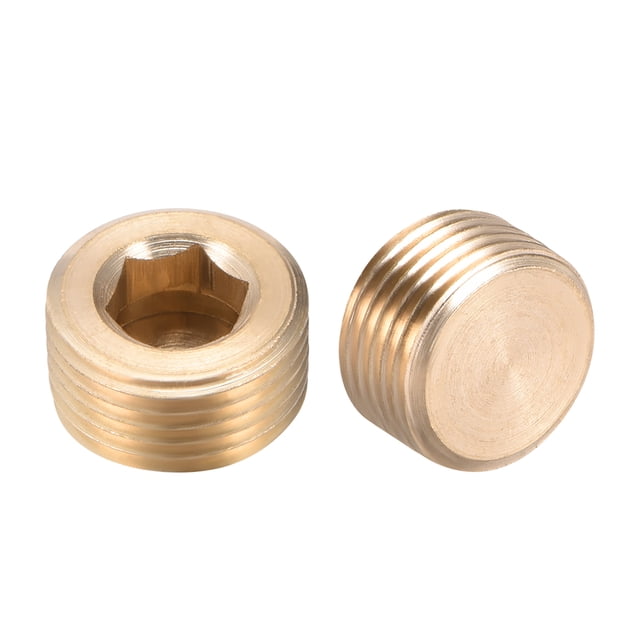 Accesorio de Tubería de Latón, Tapón Ciego Hexagonal, 3/8 Pulgada G Macho Tubería 2 piezas