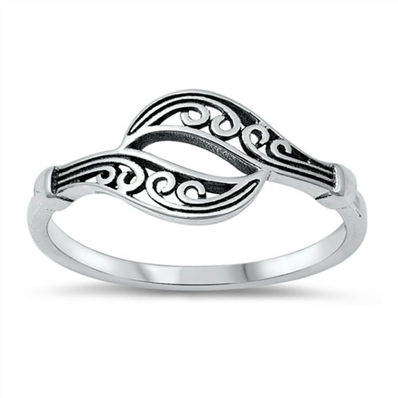 Filigree Swirl Mermaid Tail Ring .925 Sterling Silver Band Jewelry Female Male Unisex Size 8