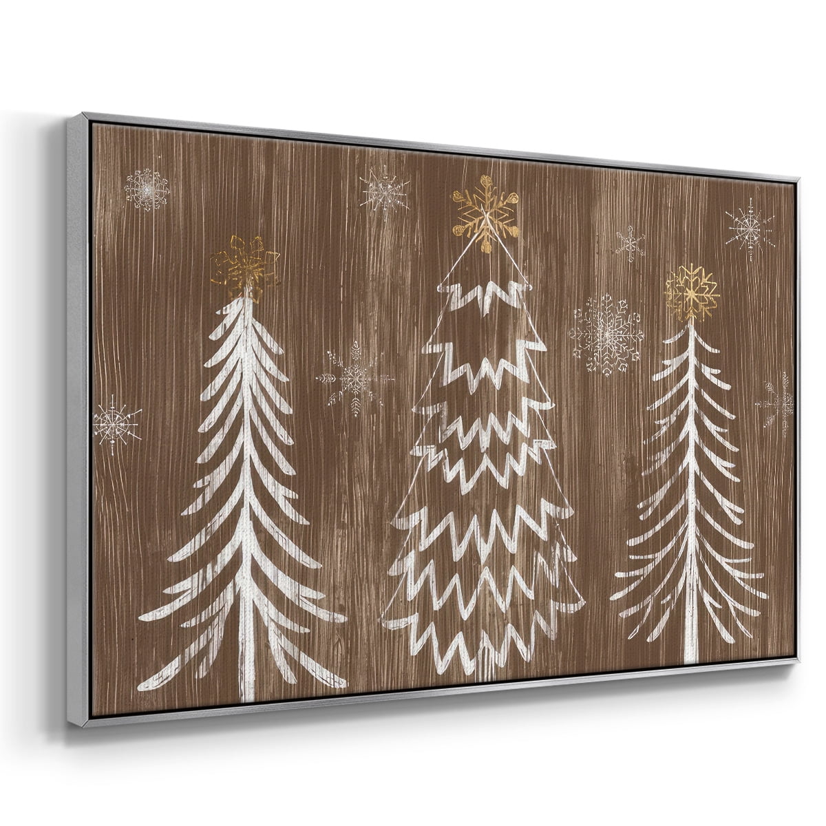 Barnwood Wonderland Collection A - Framed Gallery Wrapped Holiday Canvas - 27 x 41 - Silver Frame