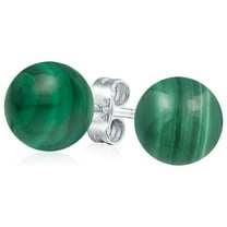 Bling Jewelry Womens 8MM Natural Gemstone Drop Ball Earrings Silver Birthstone