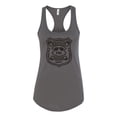 thumbnail image 2 of Burt Macklin Parks and Recreation Pop Ladies Racerback Tank Top, Dark Grey, Large, 2 of 3