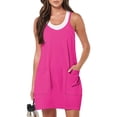 thumbnail image 2 of VBARHMQRT Female Beach Dress Women Summer Sleeveless Mini Dress Casual Short Sundress Workout Tennis Onesie with Pockets Black Dresses for Women Sexy Halter Dresses for Women, 2 of 5
