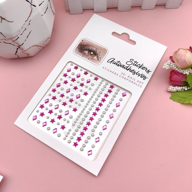 Pegatinas de maquillaje de ojos Pegatinas de diamantes para ojos Decoración facial Joyas de maquillaje de ojos de perla Pegatinas de diamantes de imitación para escenario infantil