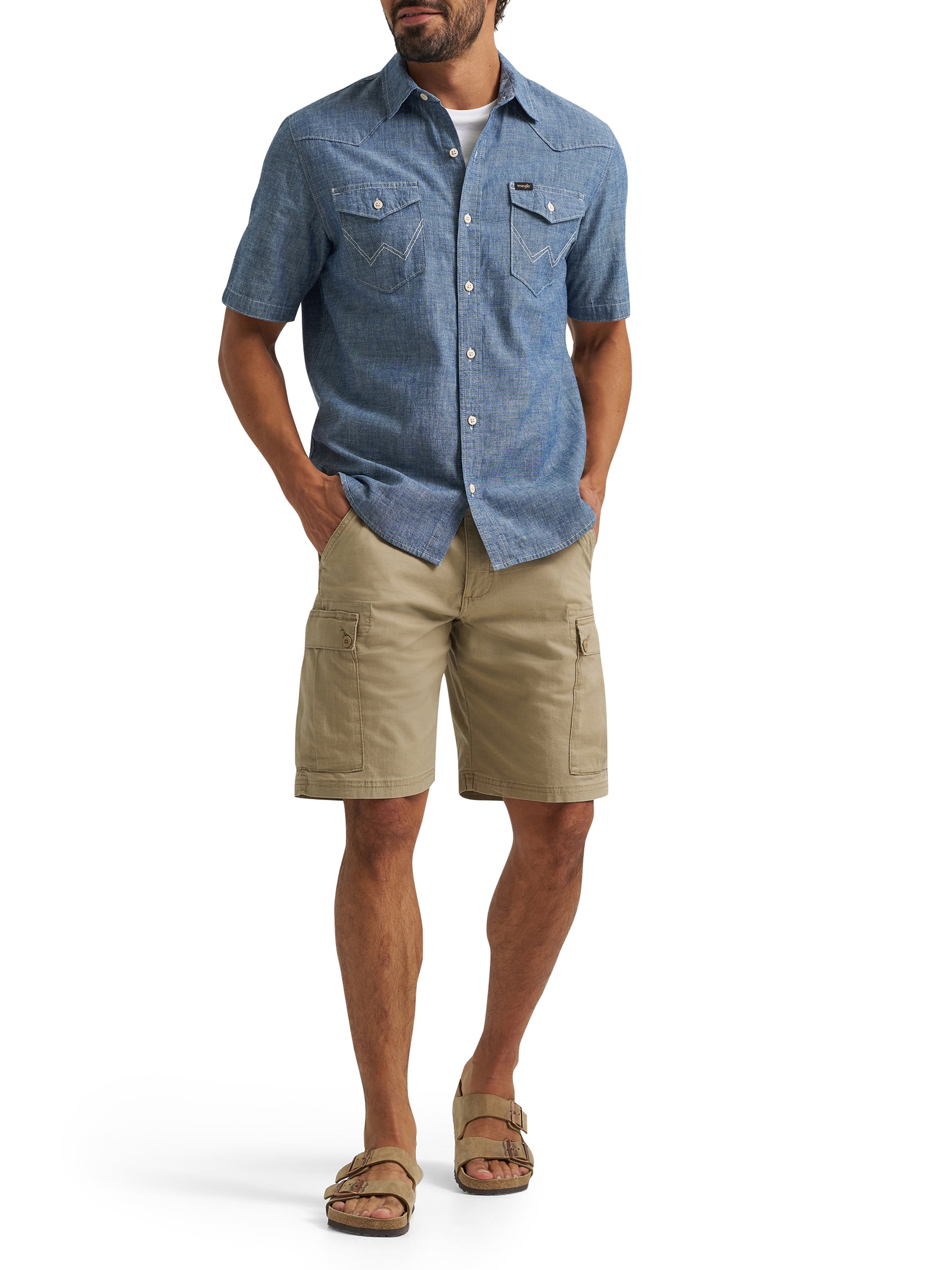 Wrangler® Men's Short Sleeve Denim Chambray Shirt
